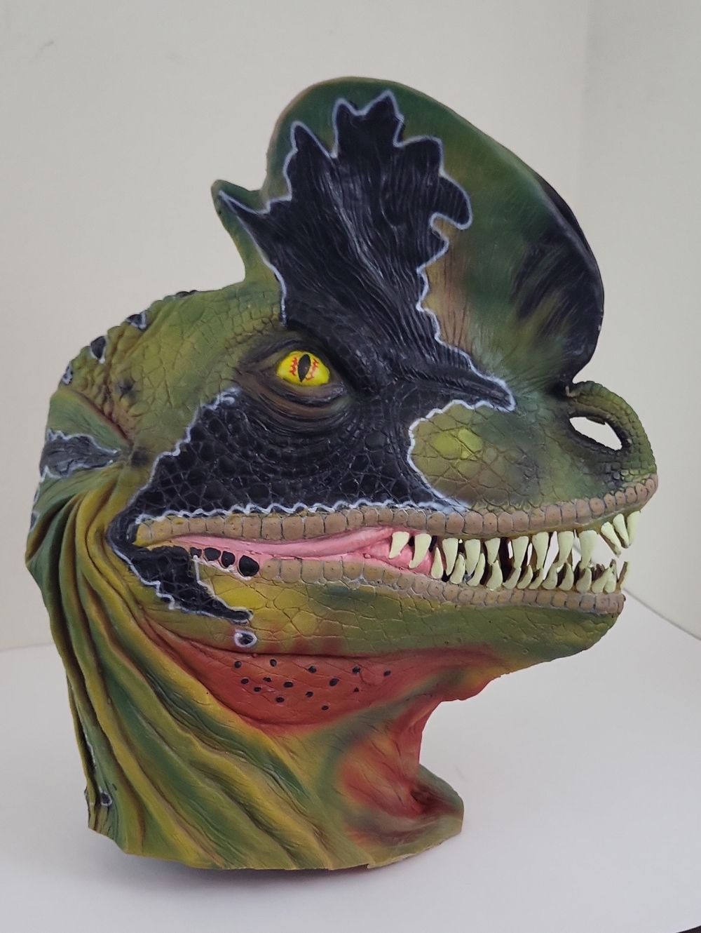Vtg 90s Jurassic Park Dilophosaurus Spitter Adult Latex Mask Halloween